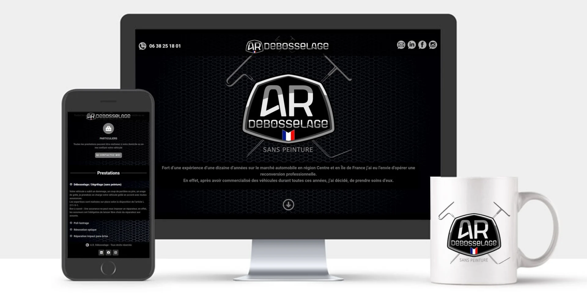 Déclinaison web de l’identité AR Débosselage