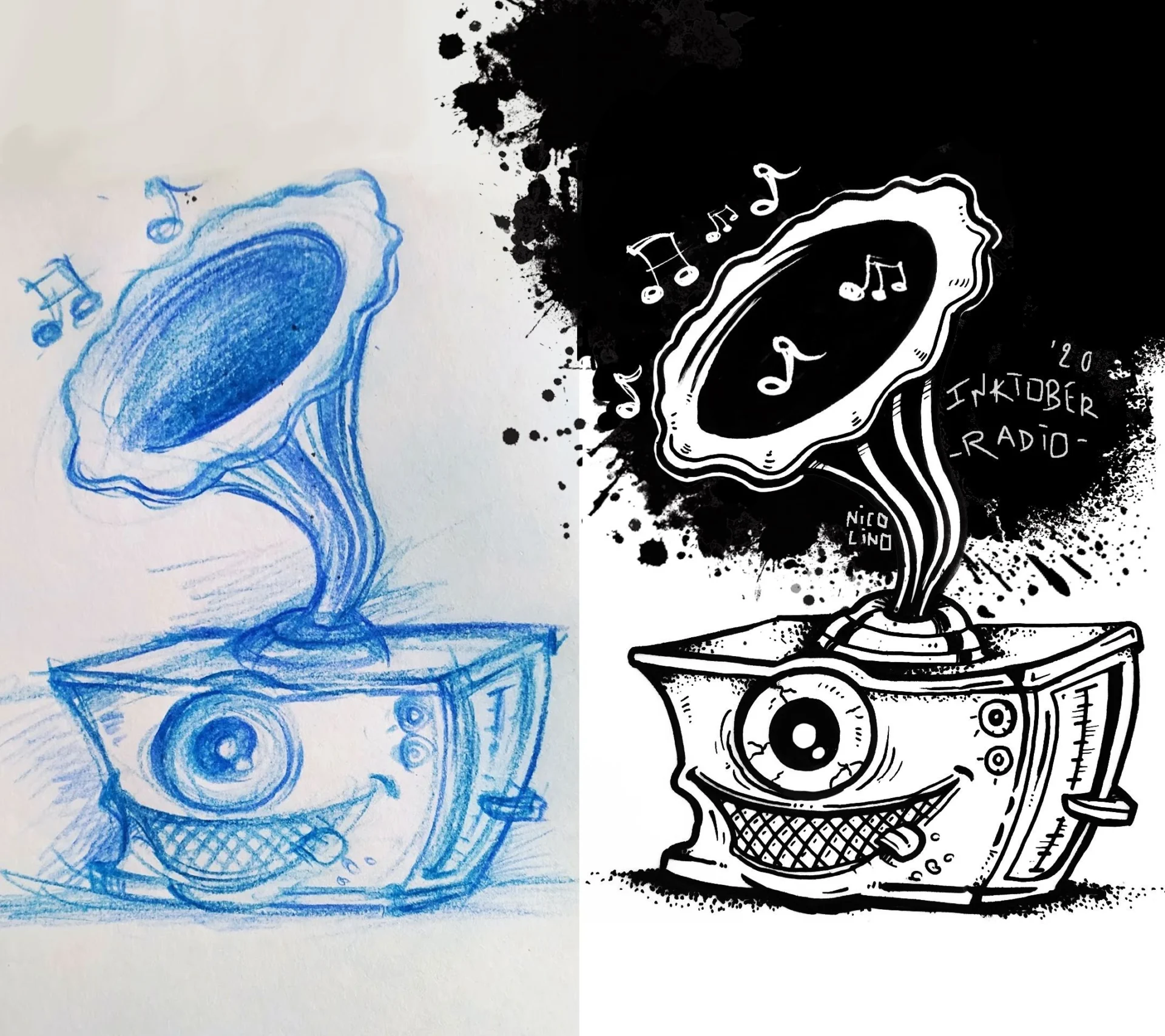 inktober 2020 radio — illustration Inktober