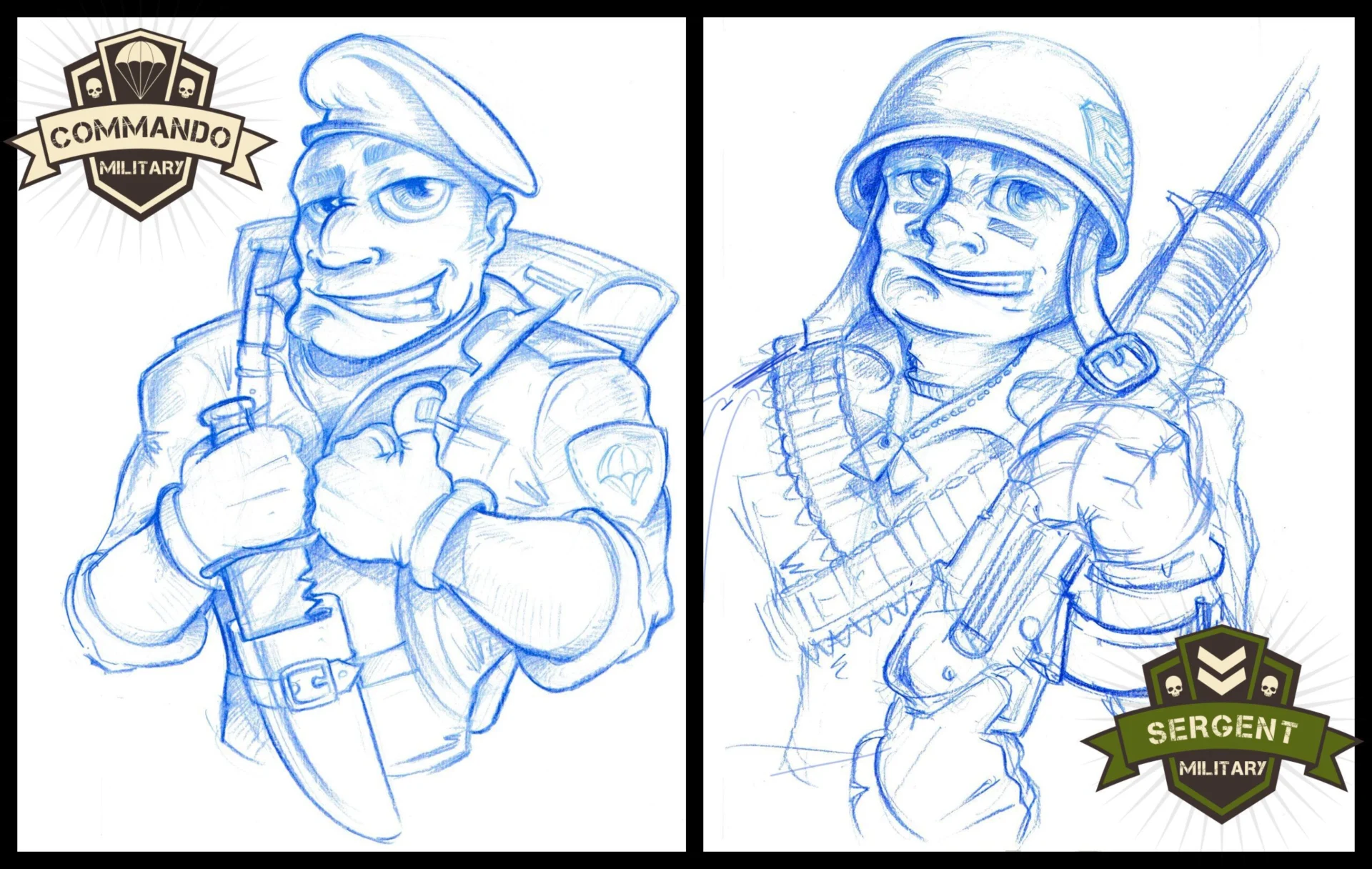 Recherches et croquis pour l’illustration Military Commando